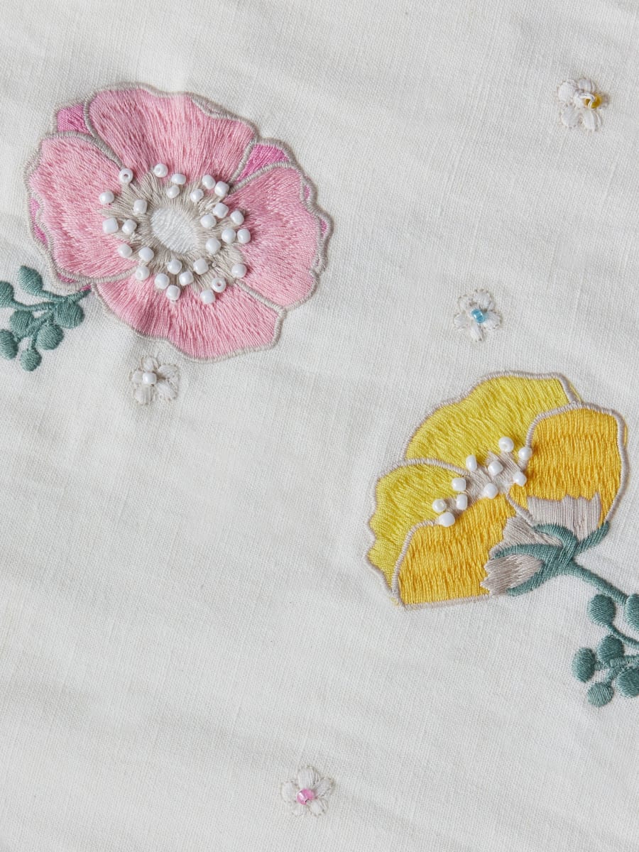 Maureen Beaded Embroidered Mini Skirt - Ivory/Pastel Multi Floral Embroidery & Beading - Image 7